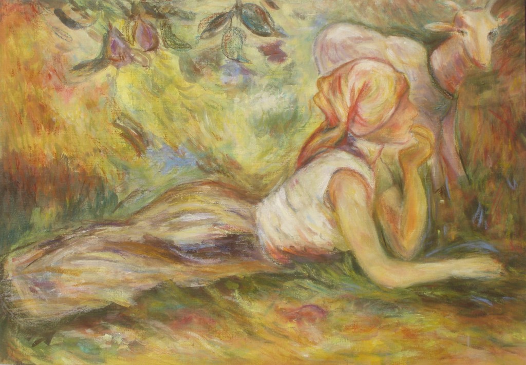 copie de "Bergère couchée" de Claude Monet 1891 Acrylique  125 x 100 cm